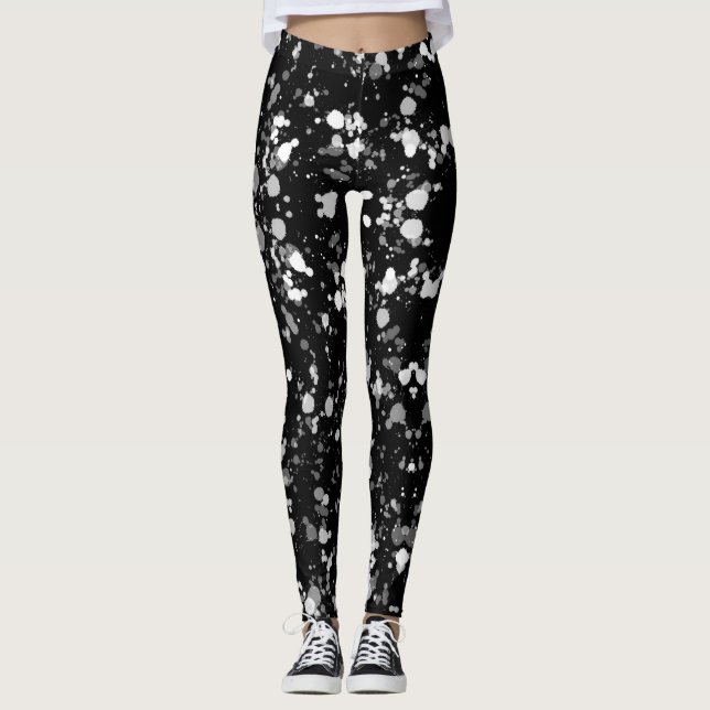 Svartvit färgplatta leggings (Framsida)