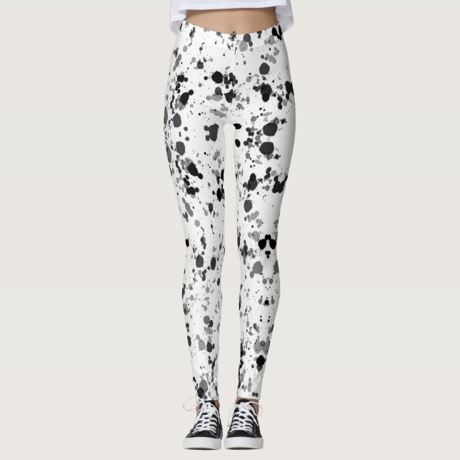Svartvit färgplatta leggings (Framsida)