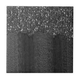 Svartvit faux sparkles rustik wood kakelplatta