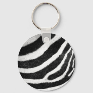 svartvit fauxpäls görar randig zebra tryck nyckelring
