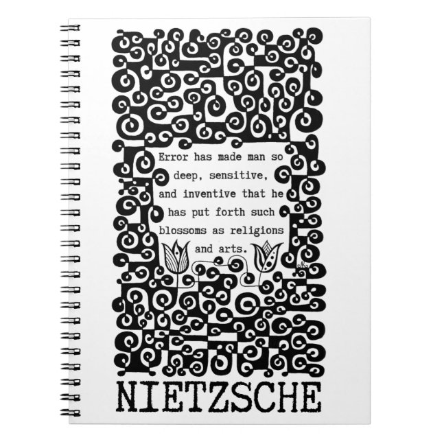 Svartvit FEL-citat från Nietzsche Anteckningsbok (Framsidan)