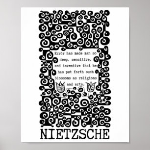 Svartvit FEL-citat från Nietzsche Poster