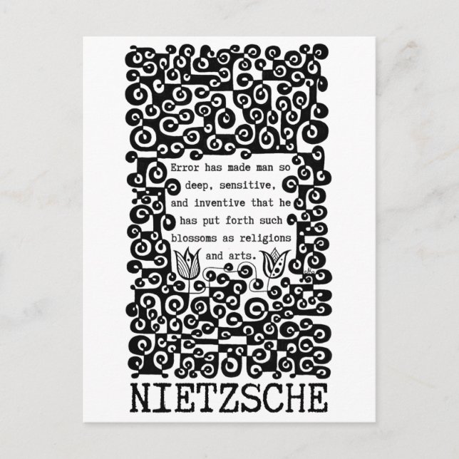 Svartvit FEL-citat från Nietzsche Vykort (Framsida)