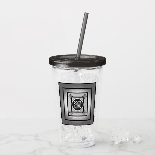 Svartvit fem Sol-design Take Away Mugg (Baksida Ice)