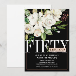 Svartvit, femtio och Fabulous White Blommigt Birth Inbjudningar