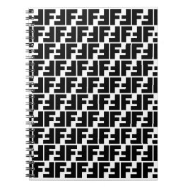 Svartvit fet Brev F Mönster Alphabet Anteckningsbok