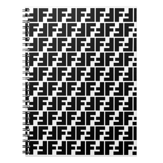 Svartvit fet Brev F Mönster Alphabet Anteckningsbok (Framsidan)