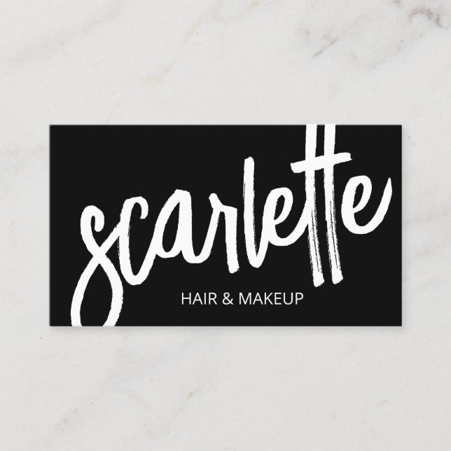 Svartvit fet handskriven penselskript visitkort (Framsida)