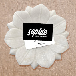 Svartvit fet handskriven penselskript visitkort