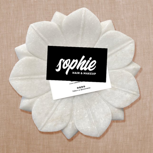 Svartvit fet handskriven penselskript visitkort (Skapare uppladdad)