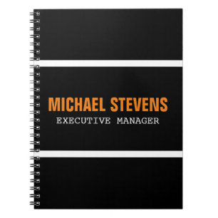 Svartvit fet Orange Snyggt ditt namn Anteckningsbok