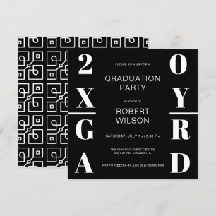 Svartvit fet typografi Studentfest Invit Inbjudningar