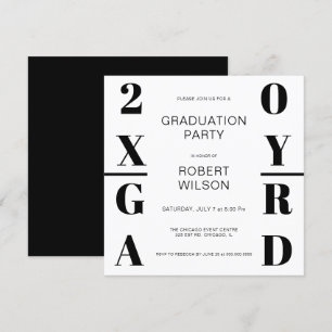 Svartvit fet typografi Studentfest Invit Inbjudningar