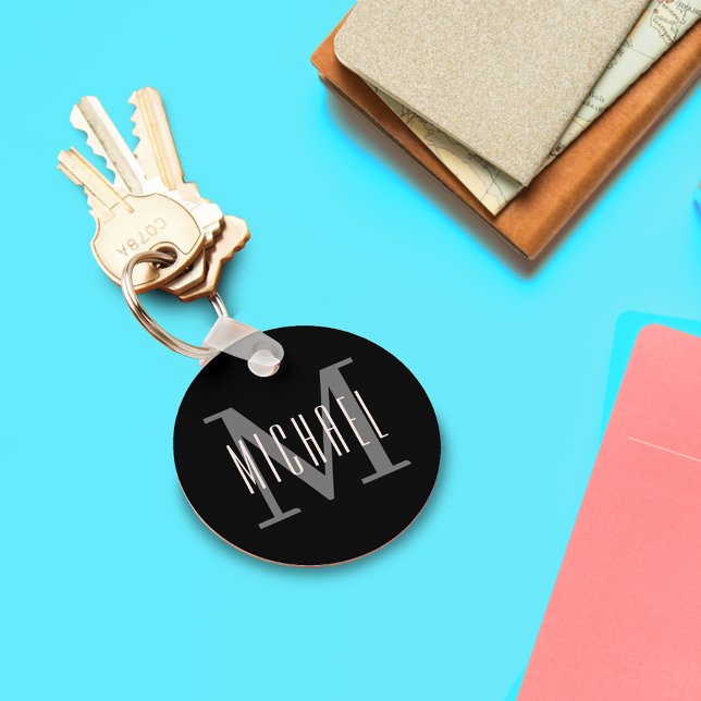 Svartvit, fetstil, Monogram - början och första Na Nyckelring (Skapare uppladdad)