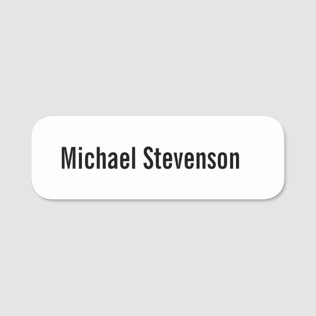 Svartvit fetstilt Personlig, ren, modern Namnbricka (Framsida)