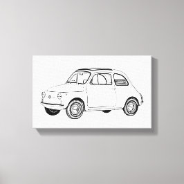 Svartvit Fiat 500 Topolino Teckning Canvastryck