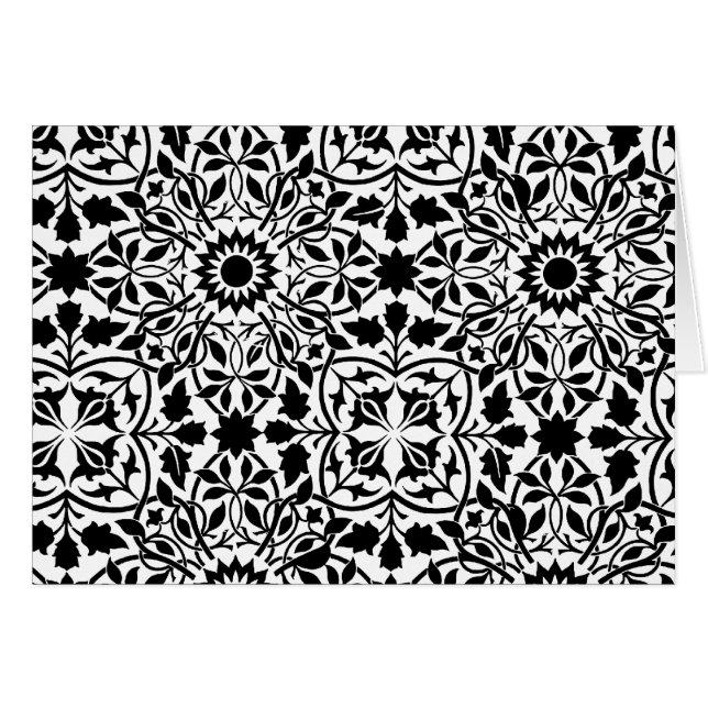 Svartvit filigree hälsningskort (Framsidan Horizontal)