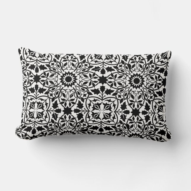 Svartvit filigree lumbarkudde (Framsida)