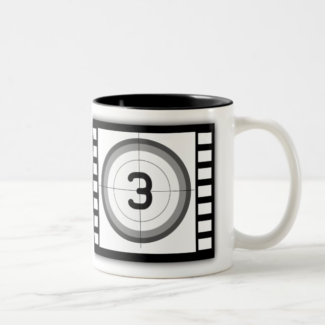 SVARTVIT FILMNEDRÄKNING Två-Tonad MUGG (Höger)