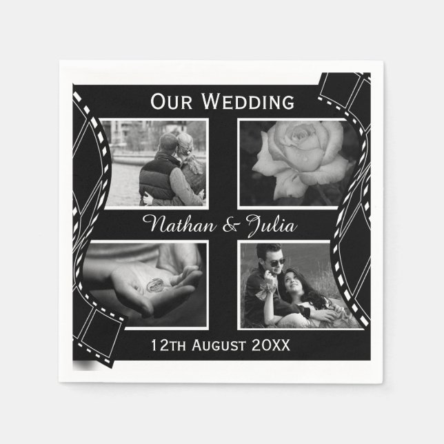 Svartvit filmrullel pappersservett (Framsidan)