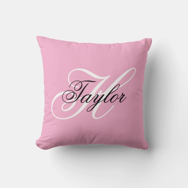 Svartvit Finare Monogram-Rosa Kudde (Framsida)