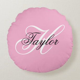 Svartvit Finare Monogram-Rosa Rund Kudde