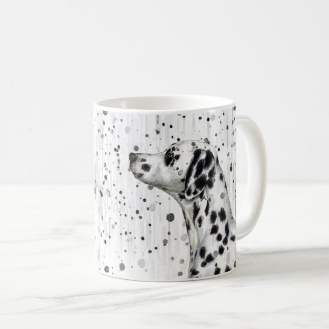 Svartvit finnig Dalmatian hund Kaffemugg (Framsida höger)
