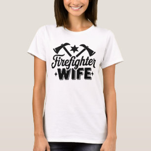 Svartvit Firefighter Wife Black Text White T Shirt