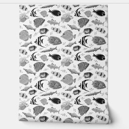 Svartvit fisk i vit bakgrund