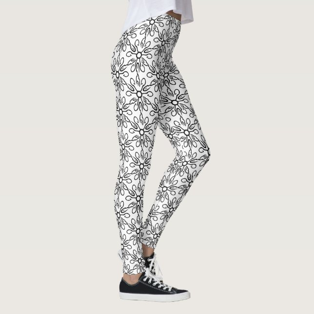 Svartvit fisk och Krok Mönster Leggings (Höger)