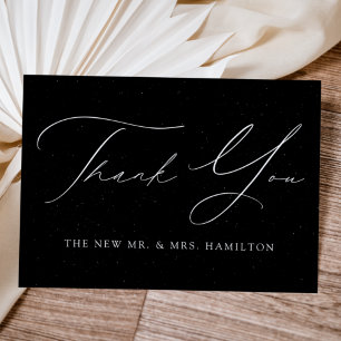 Svartvit fjällande Bröllop Tack Kort