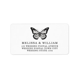 Svartvit fjäril Bröllop Adress Adressetikett