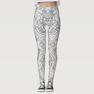 Svartvit fjäril Paisley Leggings
