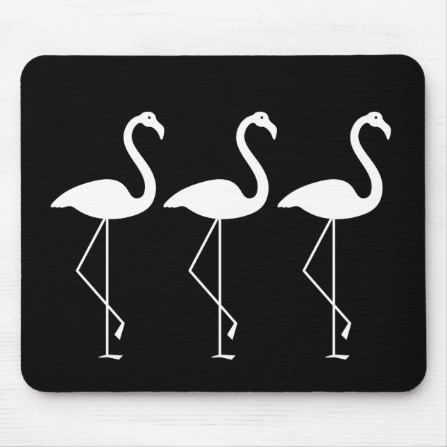 Svartvit Flamingo Mousepad Musmatta (Framsidan)