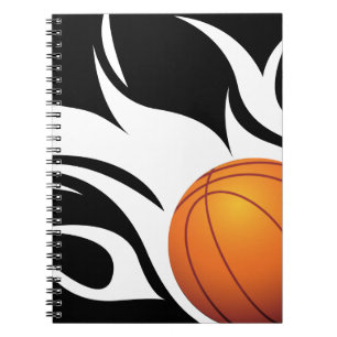 Svartvit flammande basket anteckningsbok