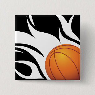 Svartvit flammande basket knapp