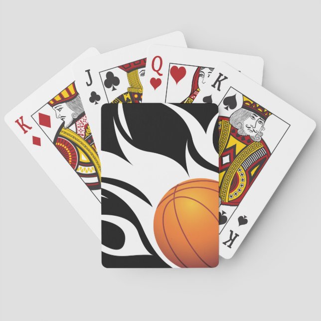 Svartvit flammande basket kortlek (Baksidan)