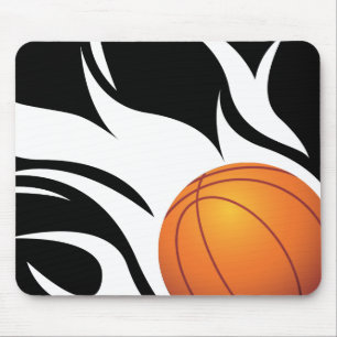 Svartvit flammande basket musmatta