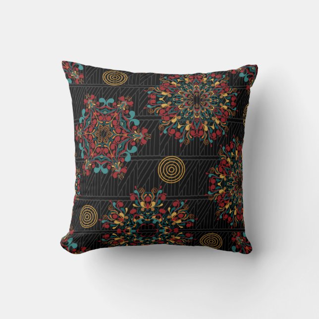 Svartvit flerafrikansk Mönster Reversible Pillow Kudde (Framsida)