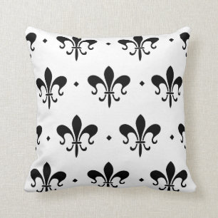 Svartvit Fleur de Lis Mönstra dekorativ kudde