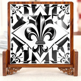 Svartvit Fleur Essence Kakelplatta