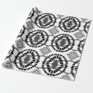 Svartvit flöde, geometriskt Mönster Presentpapper