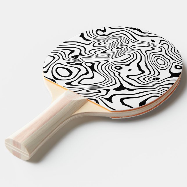 Svartvit flytande virvelvind Abstrakt design Pingisracket (Frontvinkel)