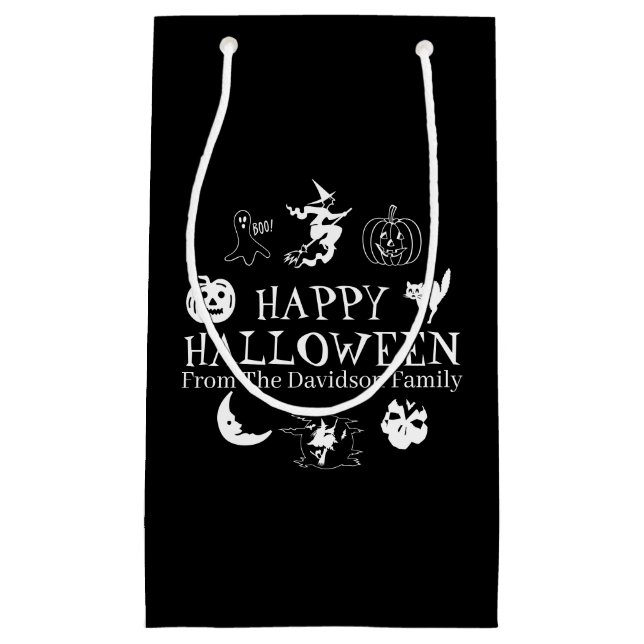 Svartvit för eget namn för happy halloween (Framsidan)