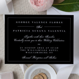 Svartvit formcellsfärgad kalligrafi Elegant bröllo Inbjudningar