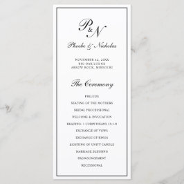 Svartvit Formell Elegant Monogram Bröllop Program