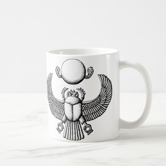 Svartvit forntida egyptisk Scarab Kaffemugg (Höger)