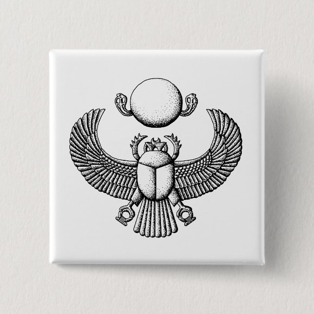 Svartvit forntida egyptisk Scarab Knapp (Framsida)