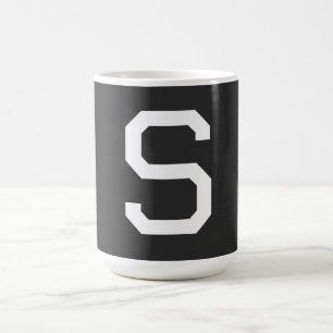 Svartvit, första Brev, monogrammed Plain Kaffemugg