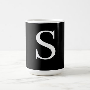 Svartvit, första Brev, monogrammed Plain Kaffemugg